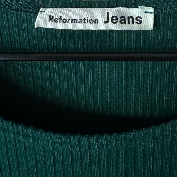 Reformation Kris Dress Green XL Eco Rib Knit Bodycon Mini Stretchy Bra Friendly - Picture 8 of 15